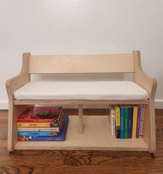 Kids Wooden Bench & Bookshelf