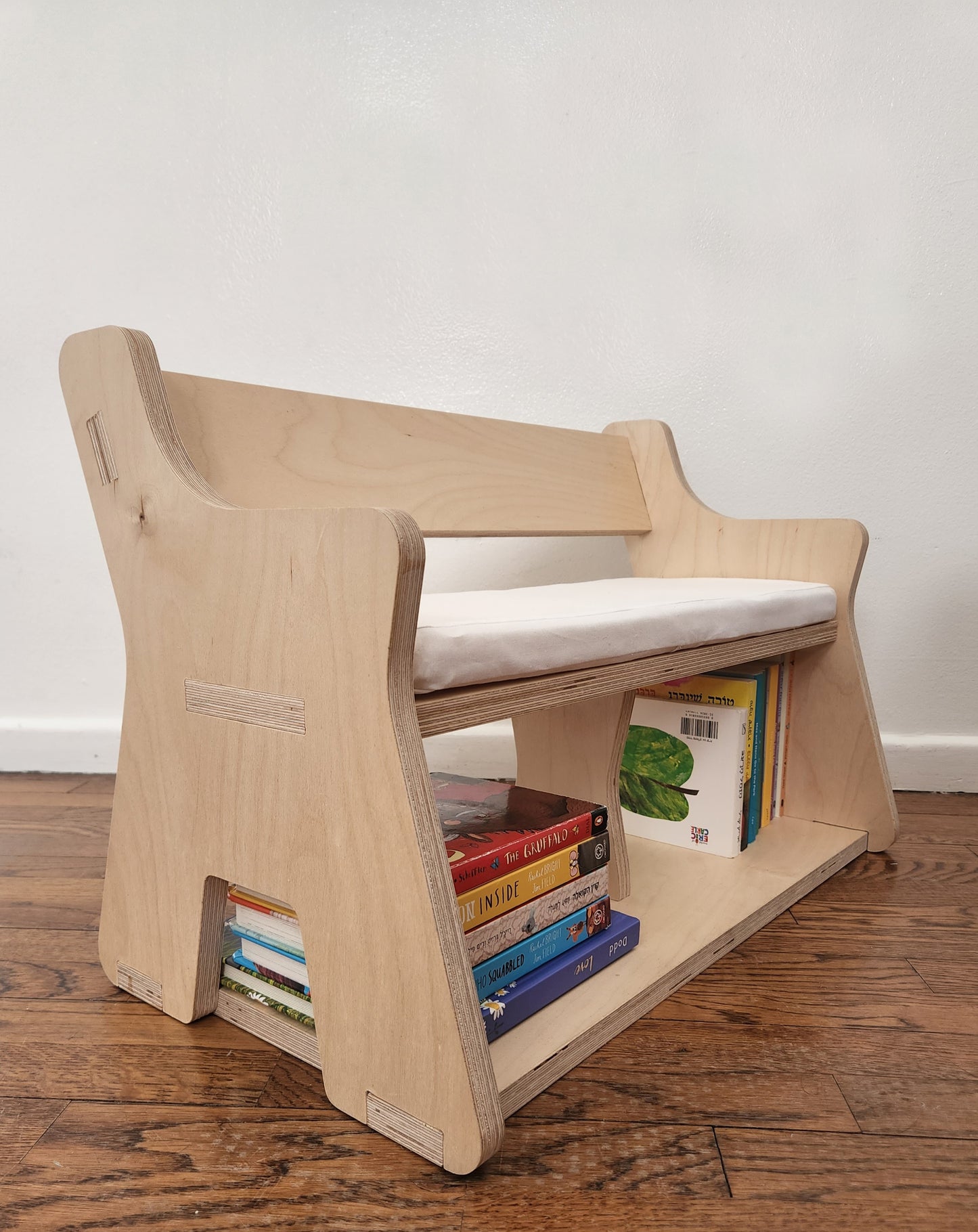 Wooden Bench & Bookshelf for Toddlers