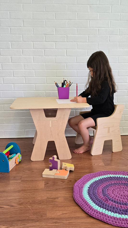 Wooden Table and Chairs set for kids/toddlers.